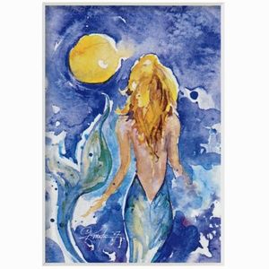 Mermaid Print in Mat from original painting by Kathy Morton Stanion - Moon Wish